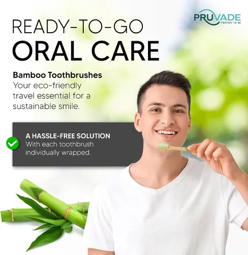Vista 4 de Paquete de 12 Cepillos de Dientes Desechables de Bambú con Pasta de Dientes Incorporada - Cepillos de Dientes Prepastados Envueltos Individualmente