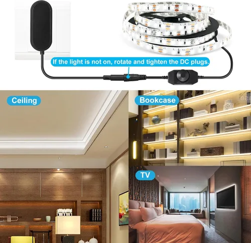 Vista 3 de Fuente de alimentación de 12 V con interruptor de atenuación, adaptador de CC de 12 voltios 2 A, transformador de CA a CC de 120 V a 12 V, cable