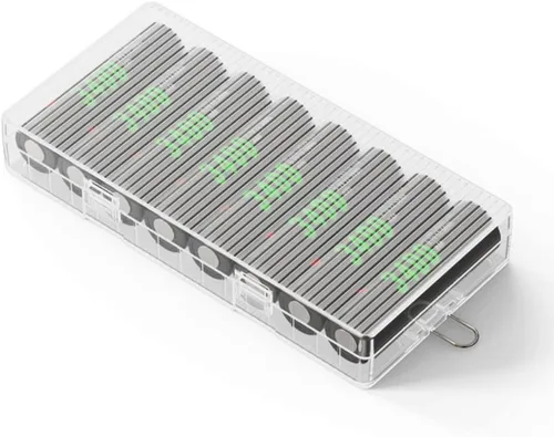 Vista 6 de Jutagoss Caja organizadora de almacenamiento de batería AA 8 capacidad de almacenamiento de batería organizador para batería AA SBC-022 transparente