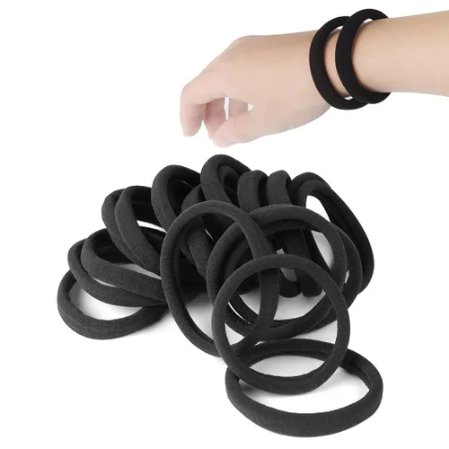 Vista 8 de Lazos gruesos sin costuras, bandas elásticas para el cabello, bandas elásticas para el cabello, bandas elásticas de algodón para cabello grueso