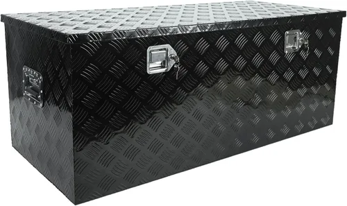 Vista 28 de Caja de herramientas de aluminio negro resistente de 16 x 7.5 x 10 pulgadas con cerraduras y llave de cierre con mango en T, caja de herramientas