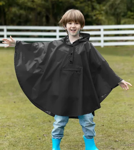 Vista 4 de Chaqueta ligera de poncho de lluvia para niños, impermeable, abrigo impermeable