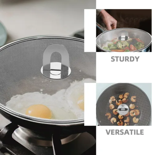 Vista 3 de Stainless Steel Grease Splatter Screen 29cm 2pcs with Knob