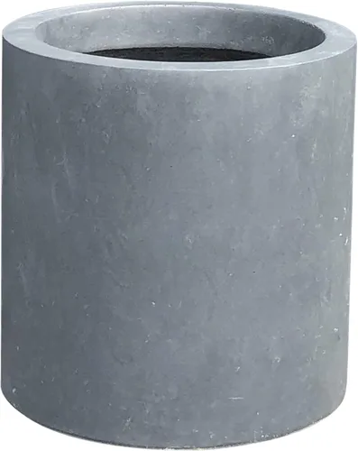 Vista 2 de 15,8" W redondo concreto de carbón/fibra de vidrio interior elegante plantador al aire libre