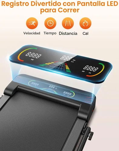 Vista 3 de Walking Pad Treadmill with 9% Incline & Dual LED Display, 4 in 1 Foldable Treadmill with Handle bar for Home/Office, 3.5HP Portable Under Desk
