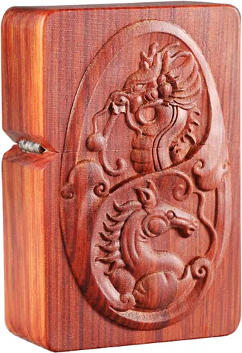 Vista 18 de Carcasa exterior de palisandro Huanghuali natural tallado para módulo Zippo (1000 brazos Avalokiteshvara de la diosa 3#)