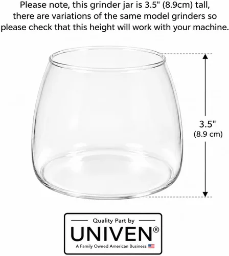 Vista 2 de Univen Molinillo de café de 7 oz con tarro de vidrio de 3.5 pulgadas (3.5 in) de alto, compatible con los modelos KitchenAid KCG0702 KPCG100 4176728