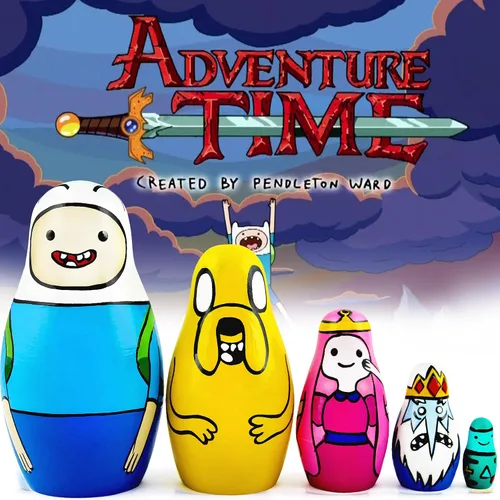 Vista 2 de AEVVV AdvTime Heroes Figures - Juego de muñecas anidables de madera, 5 piezas, Matryoshka rusa de madera de 3.5 pulgadas