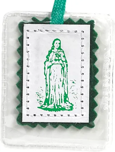 Vista 2 de Religious Gifts Escapulario laminado Immaculate Heart of Mary Green, 18 1/2 pulgadas