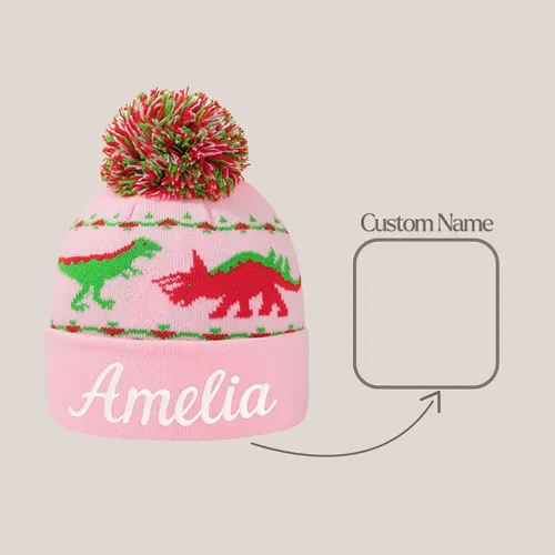 Vista 8 de Gorros personalizados de dinosaurio para bebé, sombrero personalizado para niños, sombrero bordado con nombre para niño y niña