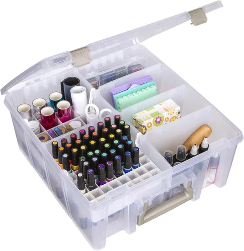 Vista 6 de ArtBin 6993SP Super Satchel Double Deep con bandeja de accesorios para manualidades en papel, transparente, 1 bolsa y 1 bandeja