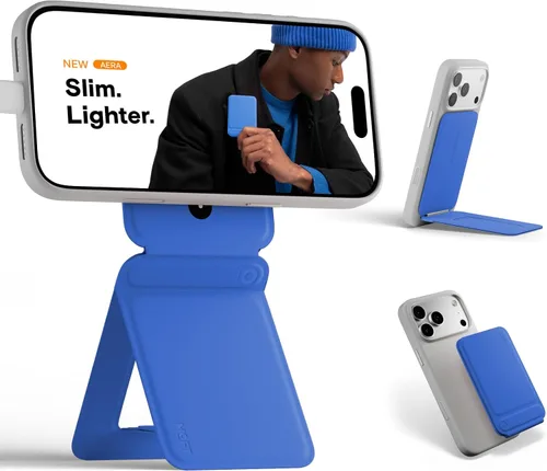 Vista 45 de MOFT Soporte de trípode para teléfono para iPhone, soporte para iPhone multiángulo, soporte para teléfono ligero y portátil, imanes fuertes, cuero