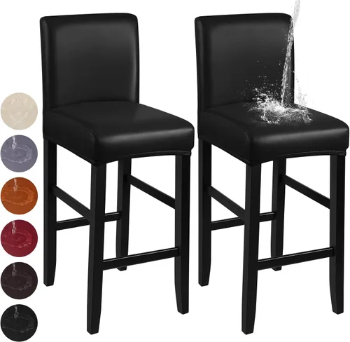 Vista 23 de YISUN - Fundas para taburete de bar, mezcla de forro polar elástico y poliéster, lavables y removibles, para taburete de bar y silla alta, con Beige