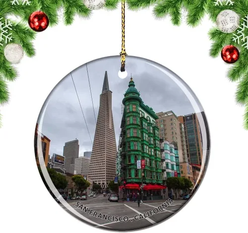 Vista 30 de California San Francisco 16 Avenue Tiled Steps USA Christmas Tree Ornamento Decoración Colgante Colgante Decoración Ciudad Viaje Souvenir Colección