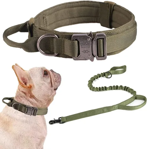 Vista 51 de Collar táctico para perro, ajustable, militar, de nailon, con asa de control y hebilla de metal resistente para perros medianos y grandes (negro, S)