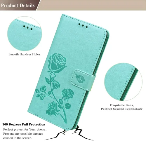 Vista 4 de Funda diseñada para Samsung Galaxy A13 5G, correa de muñeca con función atril y función atril, de piel sintética, con ranuras para tarjetas