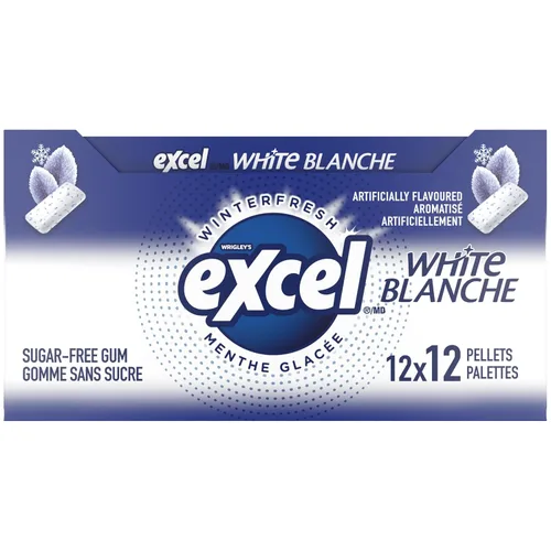 Vista 4 de Excel White Goma de mascar sin azúcar, Winterfresh, 12