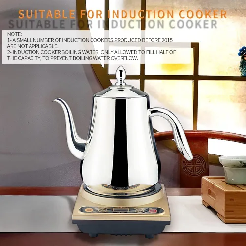 Vista 6 de SANQIAHOME Tetera de acero inoxidable con colador, tetera con infusor extraíble o filtro para hojas sueltas y bolsas de té, jarra de agua fría