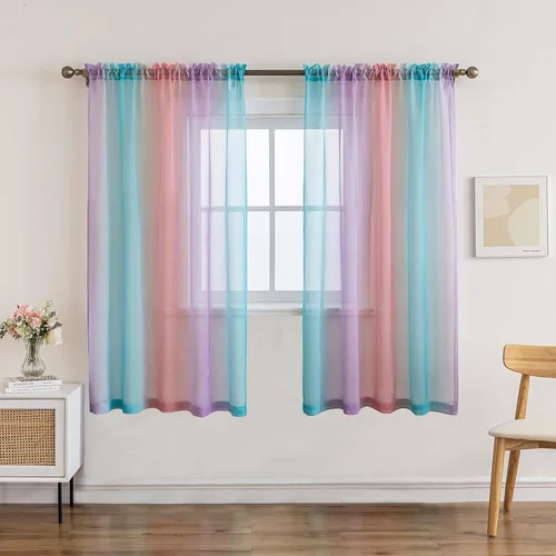 Vista 15 de Anytime Paneles de Cortinas Transparentes Arcoíris para Sala de Estar Elegantes Juegos de Tratamiento de Ventanas Translúcidas Filtrantes de Luz