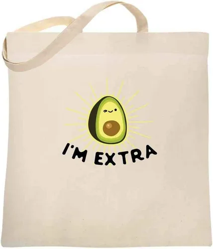 Vista 2 de Pop Threads Im Extra Aguacate Guacamole - Bolsa de lona divertida Negro