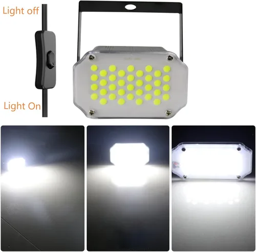 Vista 9 de Luz estroboscópica de Halloween, 36 luces LED estroboscópicas blancas superbrillantes, activadas por sonido y control de velocidad de flash, mini