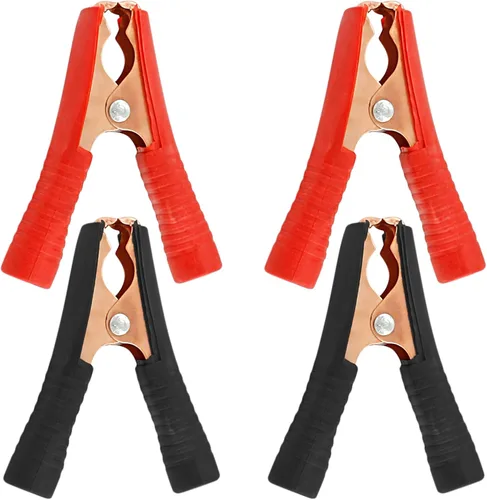 Vista 9 de 10 Piezas Pinzas de Cocodrilo Aisladas de 50A, Abrazaderas Eléctricas de Cocodrilo para Trabajo Pesado, Cable de Repuesto de Batería, Clips