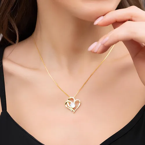 Vista 3 de Double Heart Birthstone Necklace for Women - 925 Sterling Silver Adjustable Chain, 12-Month Cubic Zirconia Pendant, Gift for WifeGirlfriendMom