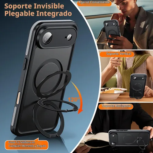 Vista 4 de Oterkin Funda magnética impermeable para iPhone Air con [protector de pantalla integrado] [soporte invisible] [compatible con MagSafe]