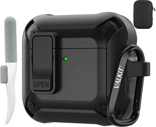 Vista 23 de Valkit Funda para Airpods Pro 2 con cerradura, funda militar de cuerpo completo para AirPod Pro rígida con llavero, funda para Airpods Pro de 2ª/1ª