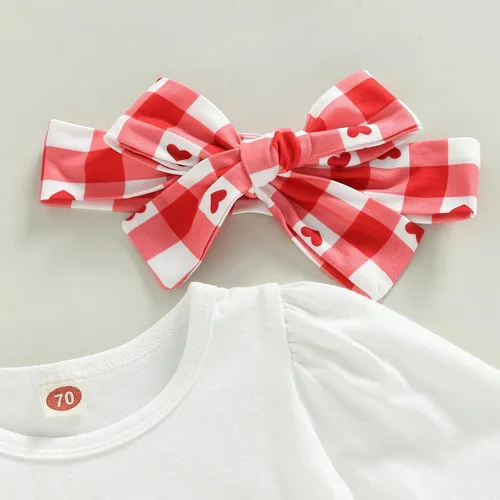 Vista 18 de FIOMVA Conjunto de ropa de 3 piezas con estampado de corazón para bebé recién nacida, para el día de San Valentín