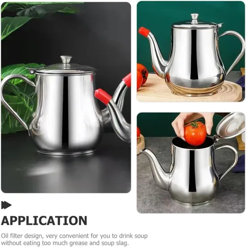 Vista 6 de Yardwe Colador de aceite de cocina olla para recipiente de aceite de cocina, colador, separador de grasa