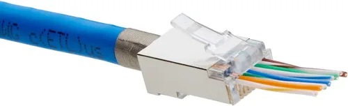 Vista 8 de trueCABLE Cat6/6A RJ45 Pass Through - Enchufes modulares, conector de tierra externo blindado (STP), listado UL, crimpado EZ, chapado en oro, 3
