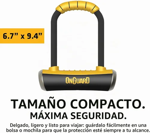 Vista 3 de OnGuard Pitbull - Cerradura en U mediana – Grillete de acero endurecido de 0.551 in (90 × 6.890 in) – Cerradura cuádruple X4P, cilindro Z, diseño