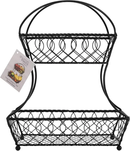 Vista 5 de Gourmet Basics by Mikasa Loop and Lattice - Cesta de frutas de metal