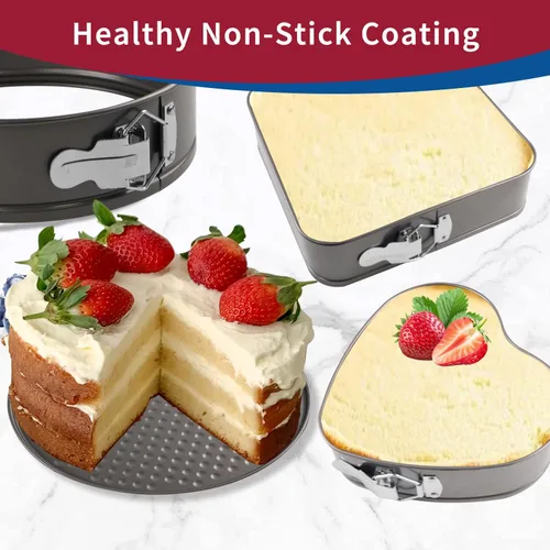 Vista 6 de Springform - Juego de 8 moldes para tartas de 9,10 pulgadas, molde redondo para tartas de queso, antiadherentes, moldes para tartas de queso con 100