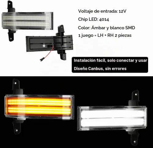 Vista 3 de Luces intermitentes para espejo de remolque para Chevy GMC 2014-2018, lente