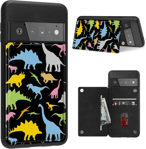 Vista 11 de Funda para Google Pixel 6 Pro con ranura para tarjetero, funda de piel sintética, doble cierre magnético y cubierta duradera de poliuretano girasol