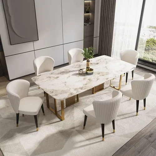 Vista 4 de Juego de 6 sillas de comedor de cuero de microfibra artificial, sillas de cocina con patas de madera maciza para habitación, cocina, sala de estar