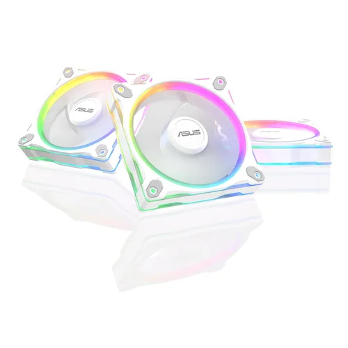 Vista 21 de ASUS Prime MR120 ARGB Fan Negro Paquete Triple, Marco Extra Grueso de 28mm, Silencioso, Enfriamiento de Alto Rendimiento con Control PWM, 20 LEDs