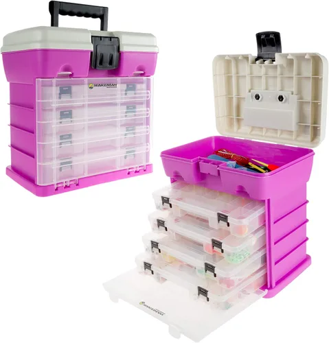 Vista 7 de Wakeman Outdoors - Caja organizadora de herramientas de almacenamiento, caja de utilidad con 4 cajones y 19 compartimentos para suministros de Azul