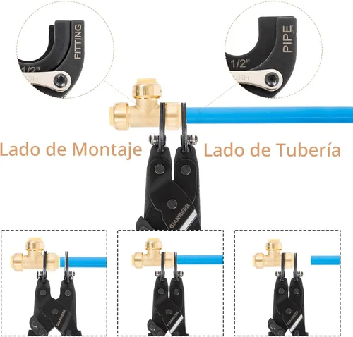 Vista 3 de Herramienta de extracción Push to Connect Pinzas de desconexión para 1/2", 3/4", 1" Herramienta de eliminación de Pex de ajuste a presión Versión