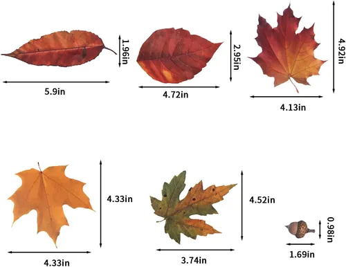 Vista 3 de CCINEE 216 calcomanías de arce para ventana, 6 hojas de otoño, hojas de roble y bellotas surtidas, calcomanías para ventana de otoño, Acción de 216
