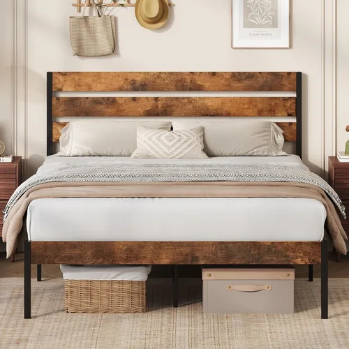 Vista 15 de WLIVE Base de cama tapizada, marcos de cama individual con cabecero, cama de plataforma con listones de madera, base de colchón de 600 libras,