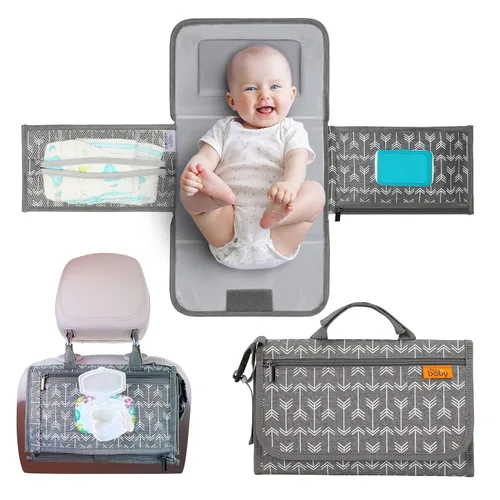 Vista 13 de Kopi Baby Cambiador de pañales portátil, bolsillo de toallitas, flechas