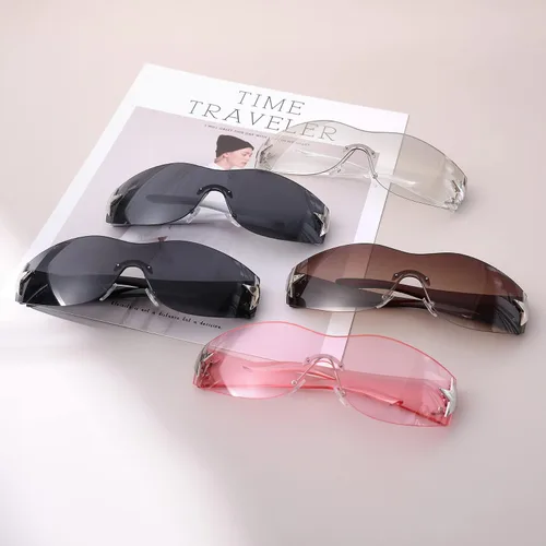 Vista 6 de AZorb Gafas de sol envolventes Y2K sin montura futuristas para mujer