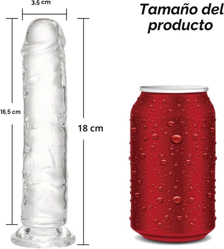 Vista 2 de Consolador realista de 7.1 pulgadas, consolador transparente con fuerte ventosa para jugar con manos libres, material suave, juguetes sexuales