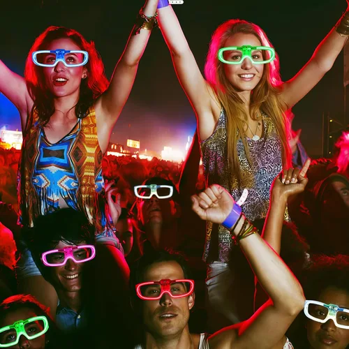 Vista 6 de Paquete de 20 lentes LED que brillan en la oscuridad, suministros de fiesta, lentes iluminados para niños y adultos, cumpleaños, vacaciones