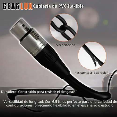 Vista 6 de Gearlux Cable DMX, 3 pines, macho a hembra, 6.5 pies - 10