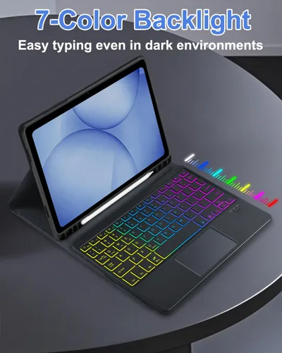 Vista 8 de MePadKey Funda de teclado con panel táctil para Samsung Galaxy Tab A11 Plus/A9 Plus 2025/2023 de 11 pulgadas, retroiluminación de 7 colores, teclado