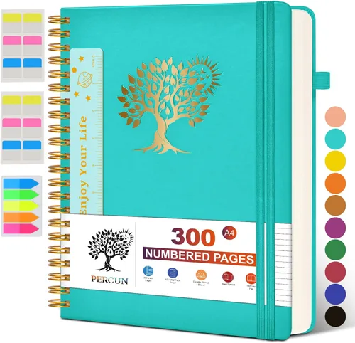 Vista 33 de Cuaderno grande en espiral para mujeres y hombres, 300 páginas rayadas numeradas, con rayas universitarias, cuaderno encuadernado en espiral de tapa